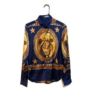 Women Buchona Outfits Collar Blouses Button Down Shirts Colorful Long Sleeve L